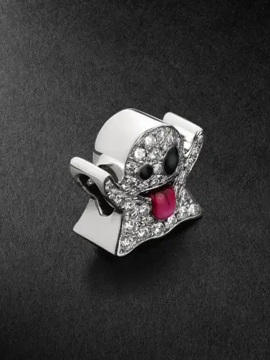 Greg Yuna Ghost 14-Karat White Gold, Diamond and Enamel Pendant - Men | Thumbnail 3