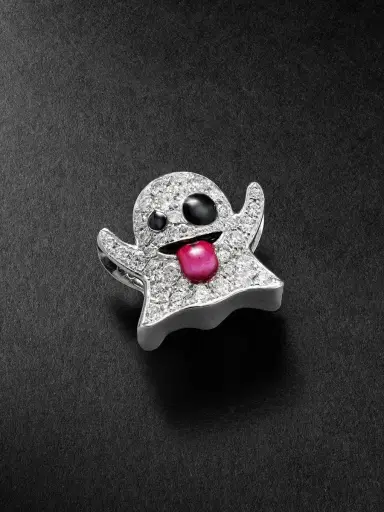 Greg Yuna Ghost 14-Karat White Gold, Diamond and Enamel Pendant - Men | Thumbnail 1