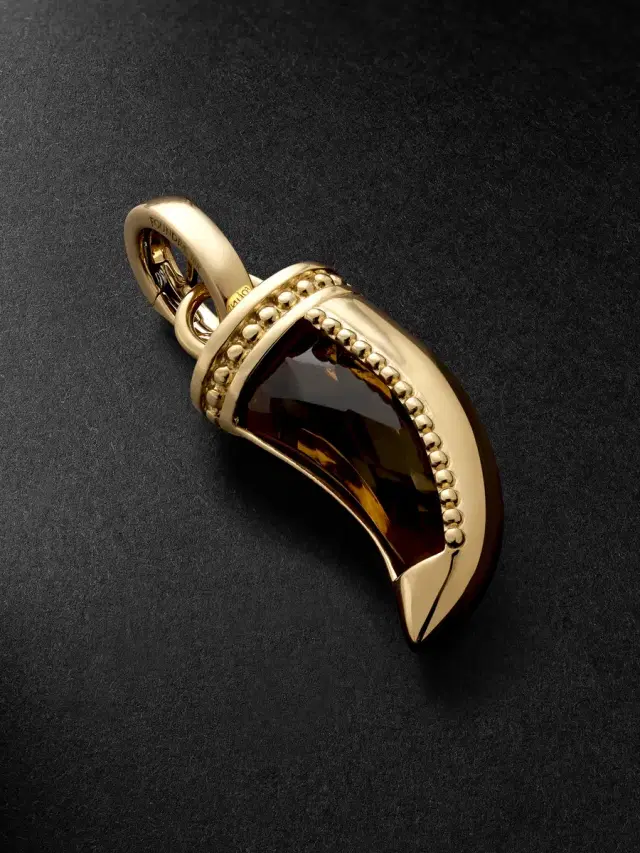 La Loba Claw 18-Karat Gold Citrine Pendant - Men