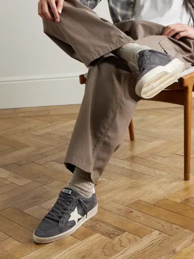 Golden Goose Ball Star Distressed Suede-Trimmed Leather Sneakers EU 45 | Thumbnail 2