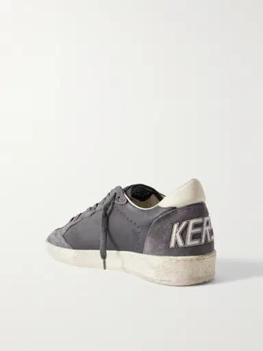 Golden Goose Ball Star Distressed Suede-Trimmed Leather Sneakers EU 45 | Thumbnail 4