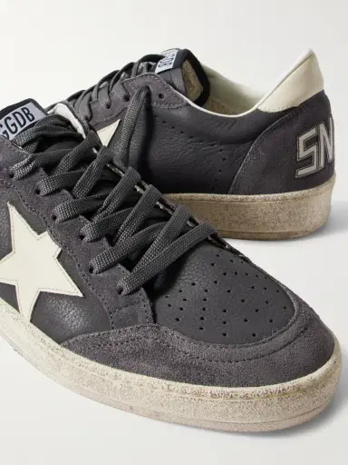 Golden Goose Ball Star Distressed Suede-Trimmed Leather Sneakers EU 45 | Thumbnail 5
