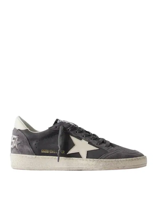 Ball Star Distressed Suede-Trimmed Leather Sneakers EU 45
