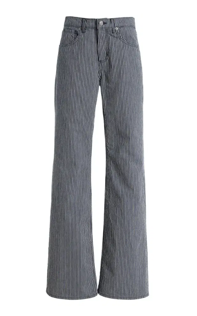 NILI LOTAN Celia Striped Rigid Mid-Rise Flare Jean