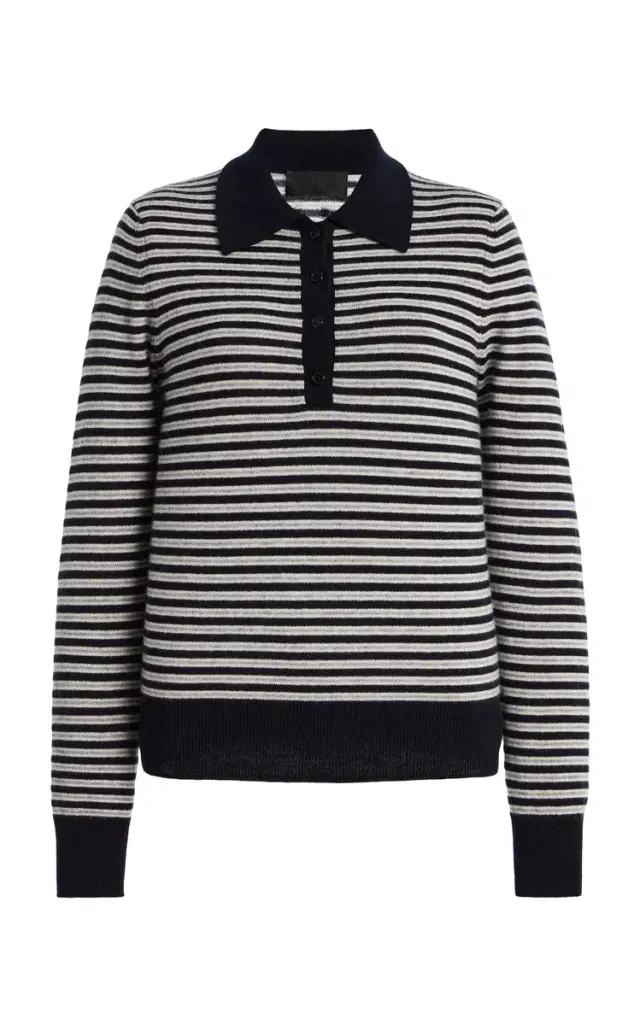 Prescott Striped Cashmere Polo Sweater