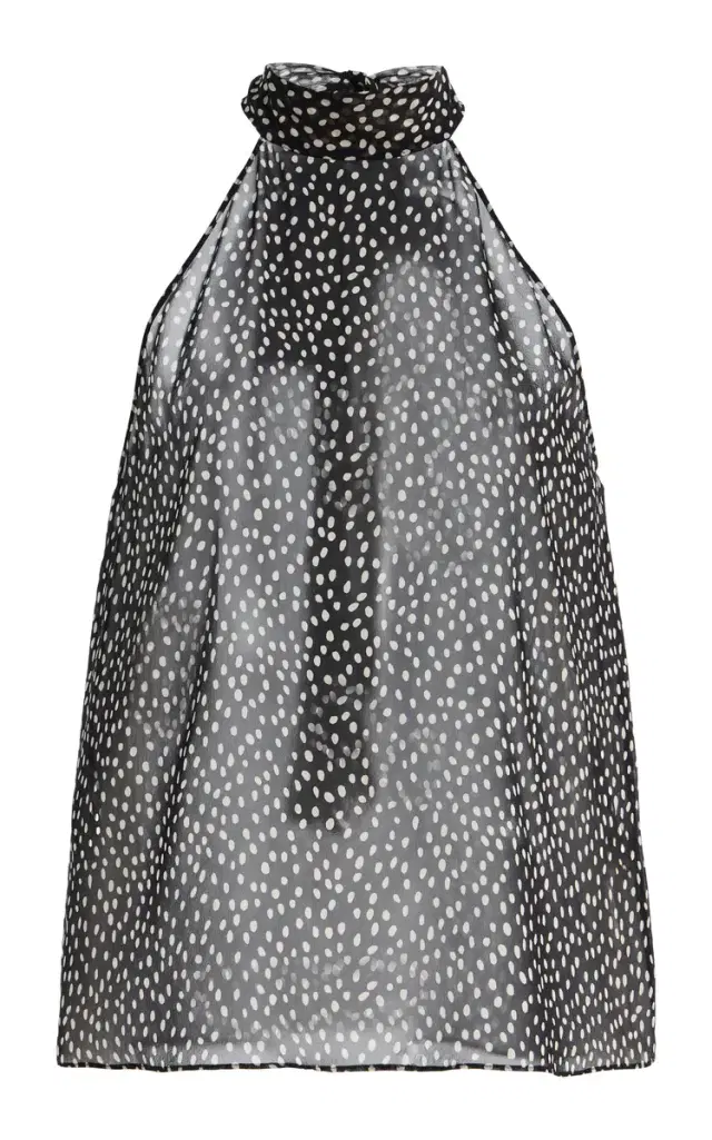 NILI LOTAN Alla Dotted Silk Halter Top