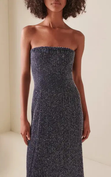 ALAÏA Strapless Ribbed-Knit Maxi Dress | Thumbnail 3
