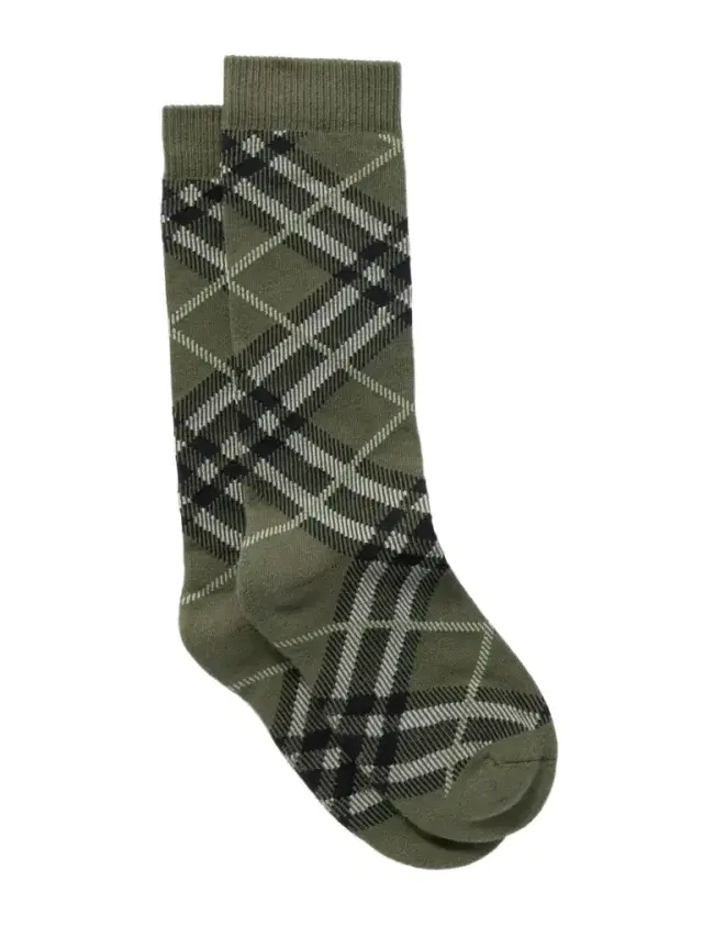 Checked Cotton-blend Jacquard Socks