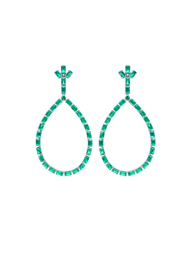 Wish Fine Jewelry 13.04ct Emerald 18K Gold Statement Earrings