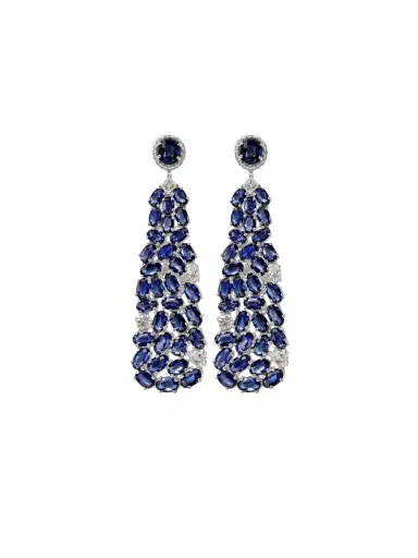 Wish Fine Jewelry 20.80ct Diamond Sapphire 14K Gold Statement Earrings | Thumbnail 1 Wish Fine Jewelry 20.80ct Diamond Sapphire 14K Gold Statement Earrings | Thumbnail 1