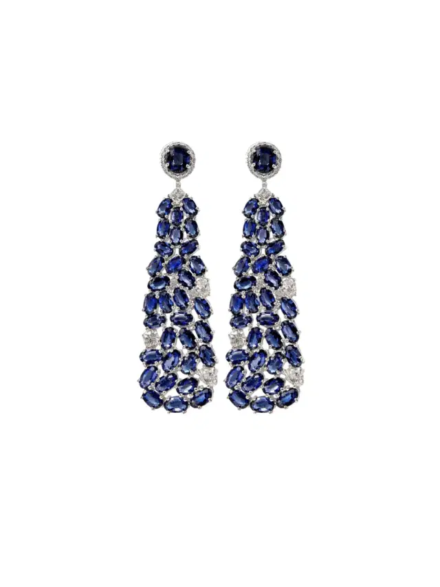 Wish Fine Jewelry 20.80ct Diamond Sapphire 14K Gold Statement Earrings