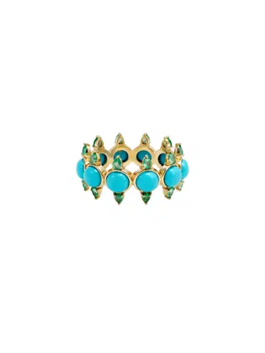 Wish Fine Jewelry 6.18ct Emerald Turquoise 18K Gold Open Shank Ring | Thumbnail 1 Wish Fine Jewelry 6.18ct Emerald Turquoise 18K Gold Open Shank Ring | Thumbnail 1