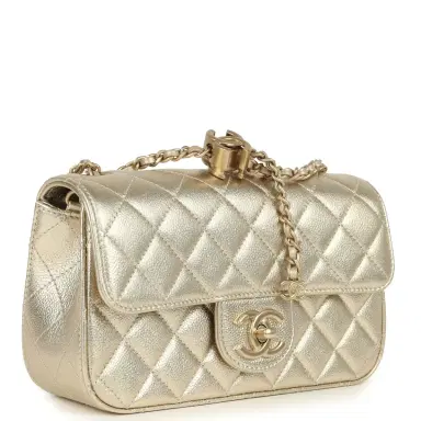 Chanel Chanel Mini CC Crush Flap Bag Light Gold Metallic Caviar Brushed Light Gold Hardware | Thumbnail 2