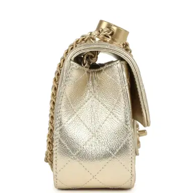 Chanel Chanel Mini CC Crush Flap Bag Light Gold Metallic Caviar Brushed Light Gold Hardware | Thumbnail 3