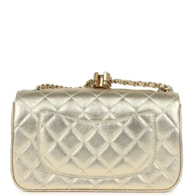 Chanel Chanel Mini CC Crush Flap Bag Light Gold Metallic Caviar Brushed Light Gold Hardware | Thumbnail 4