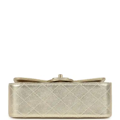 Chanel Chanel Mini CC Crush Flap Bag Light Gold Metallic Caviar Brushed Light Gold Hardware | Thumbnail 6