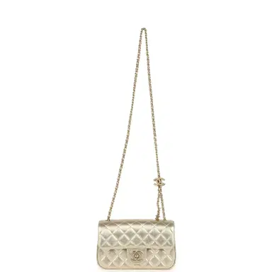Chanel Chanel Mini CC Crush Flap Bag Light Gold Metallic Caviar Brushed Light Gold Hardware | Thumbnail 7