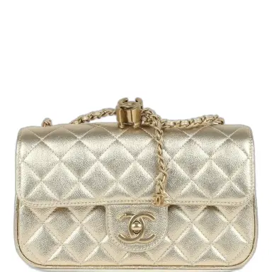 Chanel Chanel Mini CC Crush Flap Bag Light Gold Metallic Caviar Brushed Light Gold Hardware | Thumbnail 1