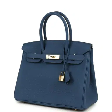 HERMÈS Hermes Birkin 30 Bleu Tie Togo Permabrass Hardware | Thumbnail 5 HERMÈS Hermes Birkin 30 Bleu Tie Togo Permabrass Hardware | Thumbnail 5
