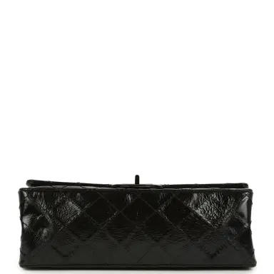 Chanel Pre-owned Chanel Small Reissue 225 2.55 Double Flap Bag So Black Shiny Crumpled Calfskin Black Hardware | Thumbnail 6 Chanel Pre-owned Chanel Small Reissue 225 2.55 Double Flap Bag So Black Shiny Crumpled Calfskin Black Hardware | Thumbnail 6