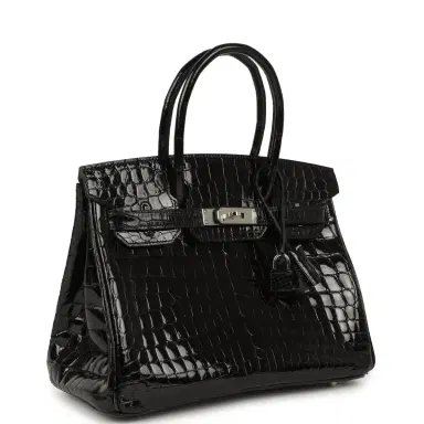 HERMÈS Pre-owned Hermes Birkin 30 Black Shiny Crocodile Niloticus Palladium Hardware | Thumbnail 2 HERMÈS Pre-owned Hermes Birkin 30 Black Shiny Crocodile Niloticus Palladium Hardware | Thumbnail 2