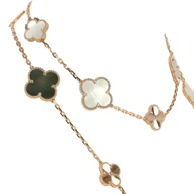 Van Cleef & Arpels Van Cleef & Arpels Magic Alhambra Transformable 15 Motif Necklace White and Grey MOP 18K Rose Gold Guilloche | Thumbnail 4 Van Cleef & Arpels Van Cleef & Arpels Magic Alhambra Transformable 15 Motif Necklace White and Grey MOP 18K Rose Gold Guilloche | Thumbnail 4