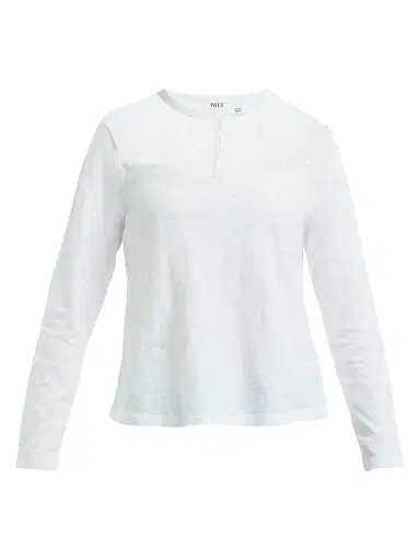 Wilt Women's Lace Yoke Henley Tee - White | Thumbnail 1 Wilt Women's Lace Yoke Henley Tee - White | Thumbnail 1