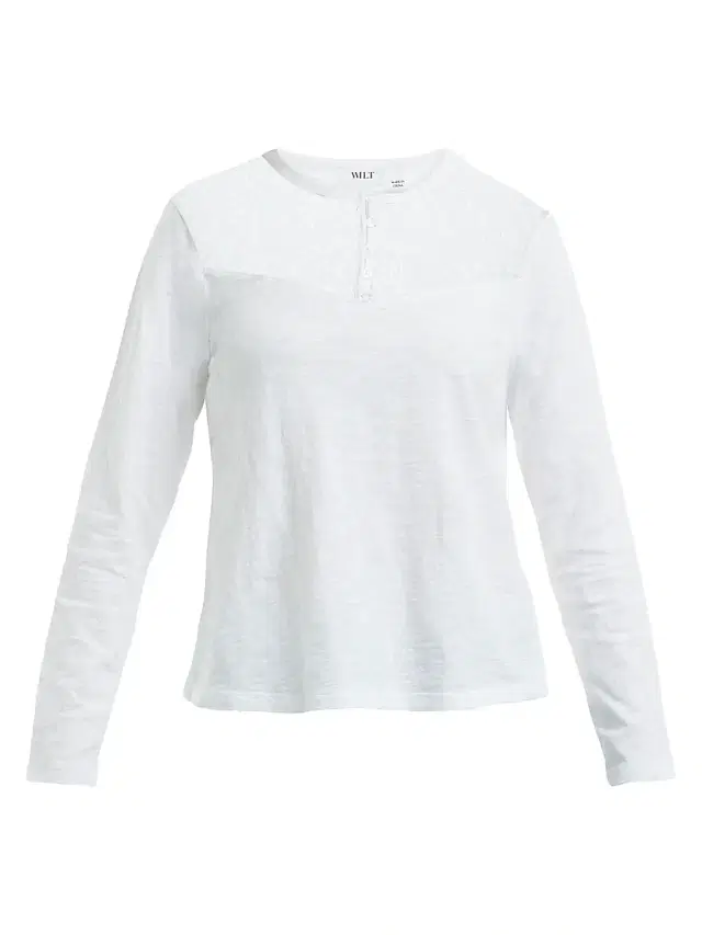 Women's Lace Yoke Henley Tee - White