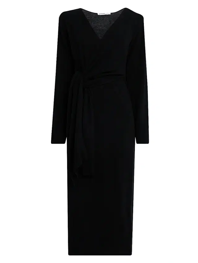 SIMKHAI Women's Skyla Cashmere-Blend Wrap Dress - Black