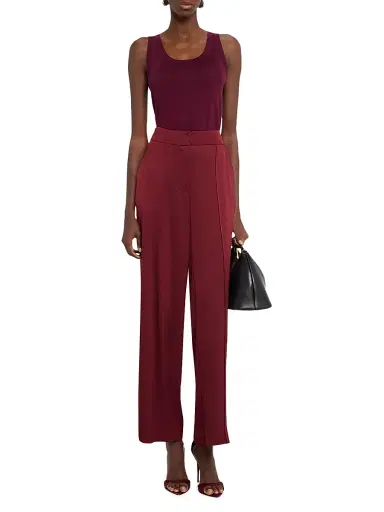 SIMKHAI Women's Kyra Satin Wide-Leg Pants - Oxblood | Thumbnail 2
