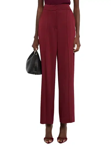 SIMKHAI Women's Kyra Satin Wide-Leg Pants - Oxblood | Thumbnail 3