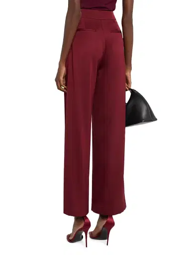SIMKHAI Women's Kyra Satin Wide-Leg Pants - Oxblood | Thumbnail 4