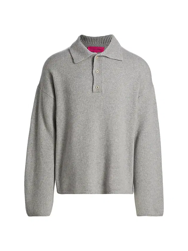 The Elder Statesman Men's Dume Cashmere Rugby Sweater - Silver