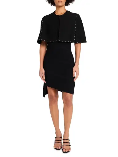 Hervé Léger Women's The Juliette Embellished Cape - Black - Size XXS | Thumbnail 2