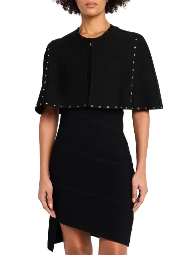 Hervé Léger Women's The Juliette Embellished Cape - Black - Size XXS | Thumbnail 3