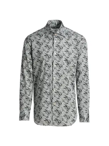 Kiton Men's Leaf Print Stretch-Cotton Shirt | Thumbnail 1