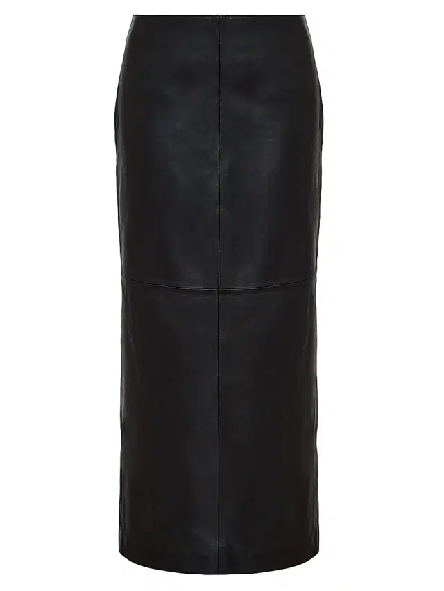 Women's Jackie Leather Pencil Midi-Skirt - Black