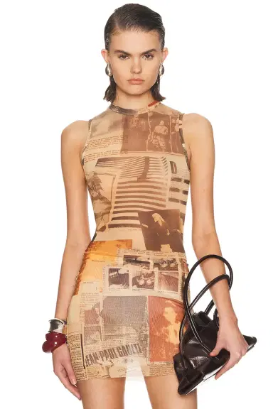 Jean Paul Gaultier Mesh Printed Journal Tank Top | Thumbnail 1 Jean Paul Gaultier Mesh Printed Journal Tank Top | Thumbnail 1