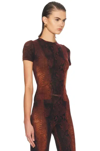 Jean Paul Gaultier Mesh Printed Python Baby Tee | Thumbnail 2 Jean Paul Gaultier Mesh Printed Python Baby Tee | Thumbnail 2