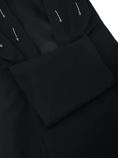 Armarium Women's Mina Embellished Wool Draped Back Midi-Dress - Black | Thumbnail 5 Armarium Women's Mina Embellished Wool Draped Back Midi-Dress - Black | Thumbnail 5