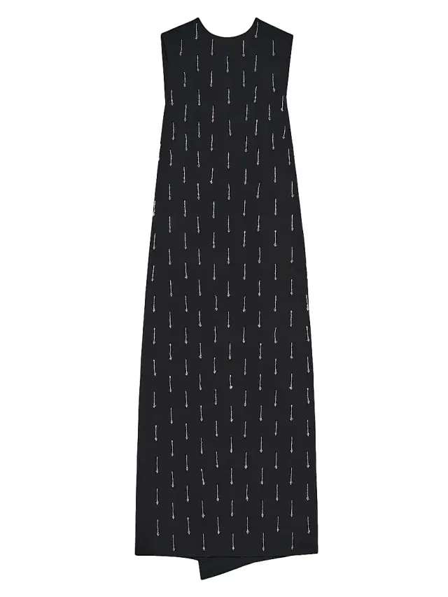 Armarium Women's Mina Embellished Wool Draped Back Midi-Dress - Black