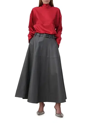 Armarium Women's Elide Silk Tieneck Oversized Shirt - Red | Thumbnail 2 Armarium Women's Elide Silk Tieneck Oversized Shirt - Red | Thumbnail 2