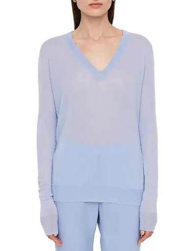 Joseph Women's Cashmere V-Neck Sweater - Light Blue - Size XL | Thumbnail 3