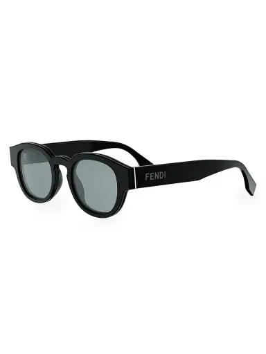 Fendi Men's Signature 48MM Round Sunglasses - Black | Thumbnail 1 Fendi Men's Signature 48MM Round Sunglasses - Black | Thumbnail 1