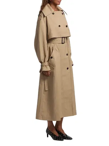 Co Women's Double-Layered Cotton-Blend Trench Coat - Camel | Thumbnail 4