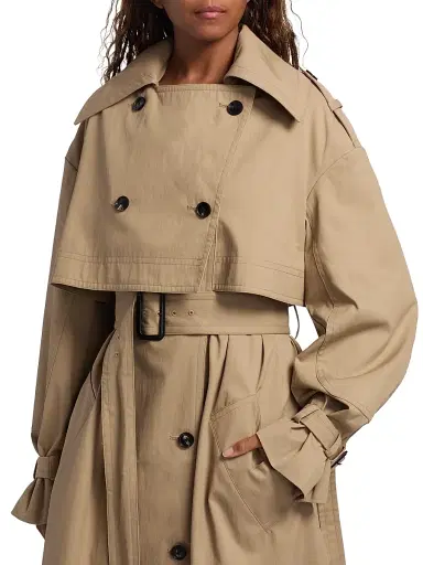 Co Women's Double-Layered Cotton-Blend Trench Coat - Camel | Thumbnail 6