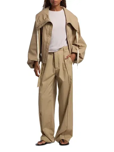 Co Women's Drawstring Cotton-Blend Jacket - Camel - Size XL | Thumbnail 2 Co Women's Drawstring Cotton-Blend Jacket - Camel - Size XL | Thumbnail 2