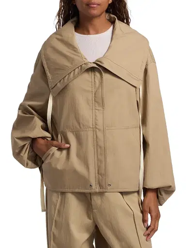 Co Women's Drawstring Cotton-Blend Jacket - Camel - Size XL | Thumbnail 3 Co Women's Drawstring Cotton-Blend Jacket - Camel - Size XL | Thumbnail 3