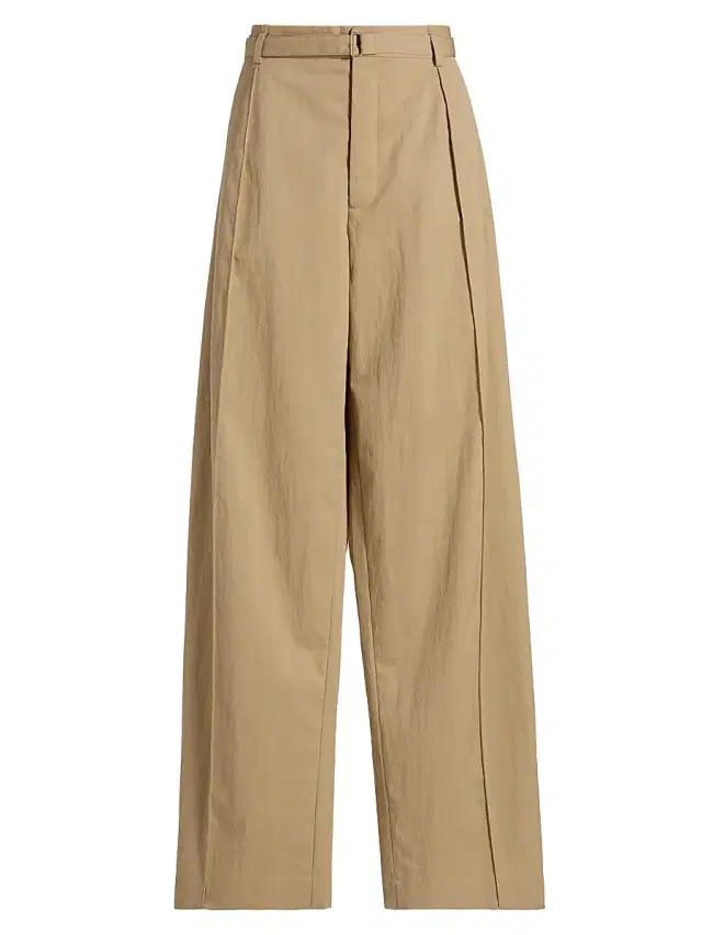 Co Women's Pleated tton-Blend Wide-Leg Pants - Camel