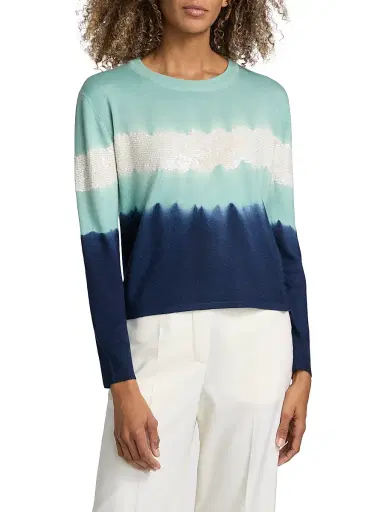 PRABAL GURUNG Women's Sequined Striped Wool-Blend Sweater | Thumbnail 3
